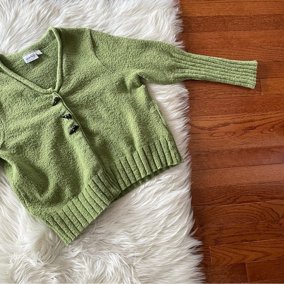 Habitat Three Button Cardigan Green Sweater Size M/L Boho Cozy Long Sleeves - Picture 2 of 7
